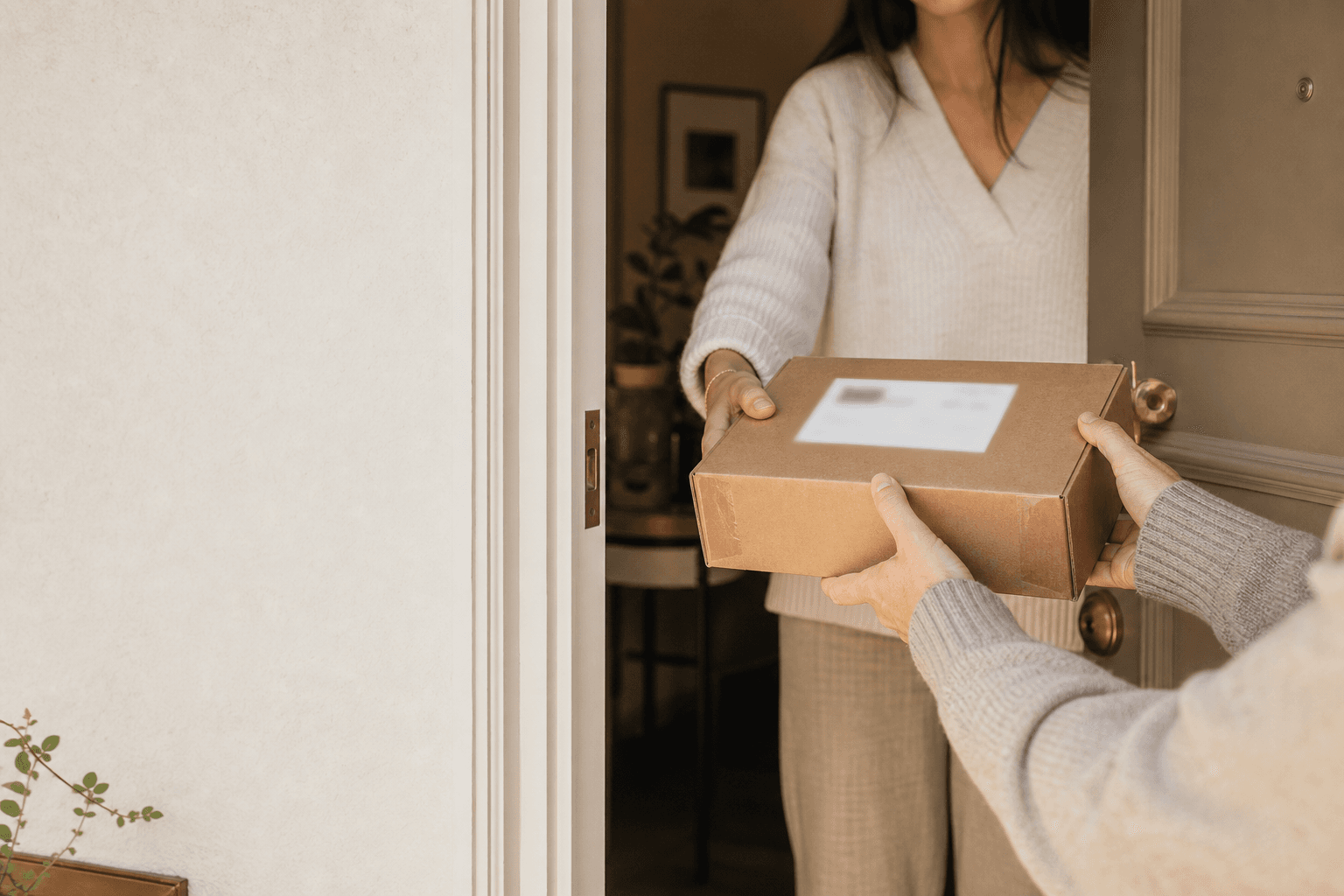 A neighbor handing off a misdelivered package