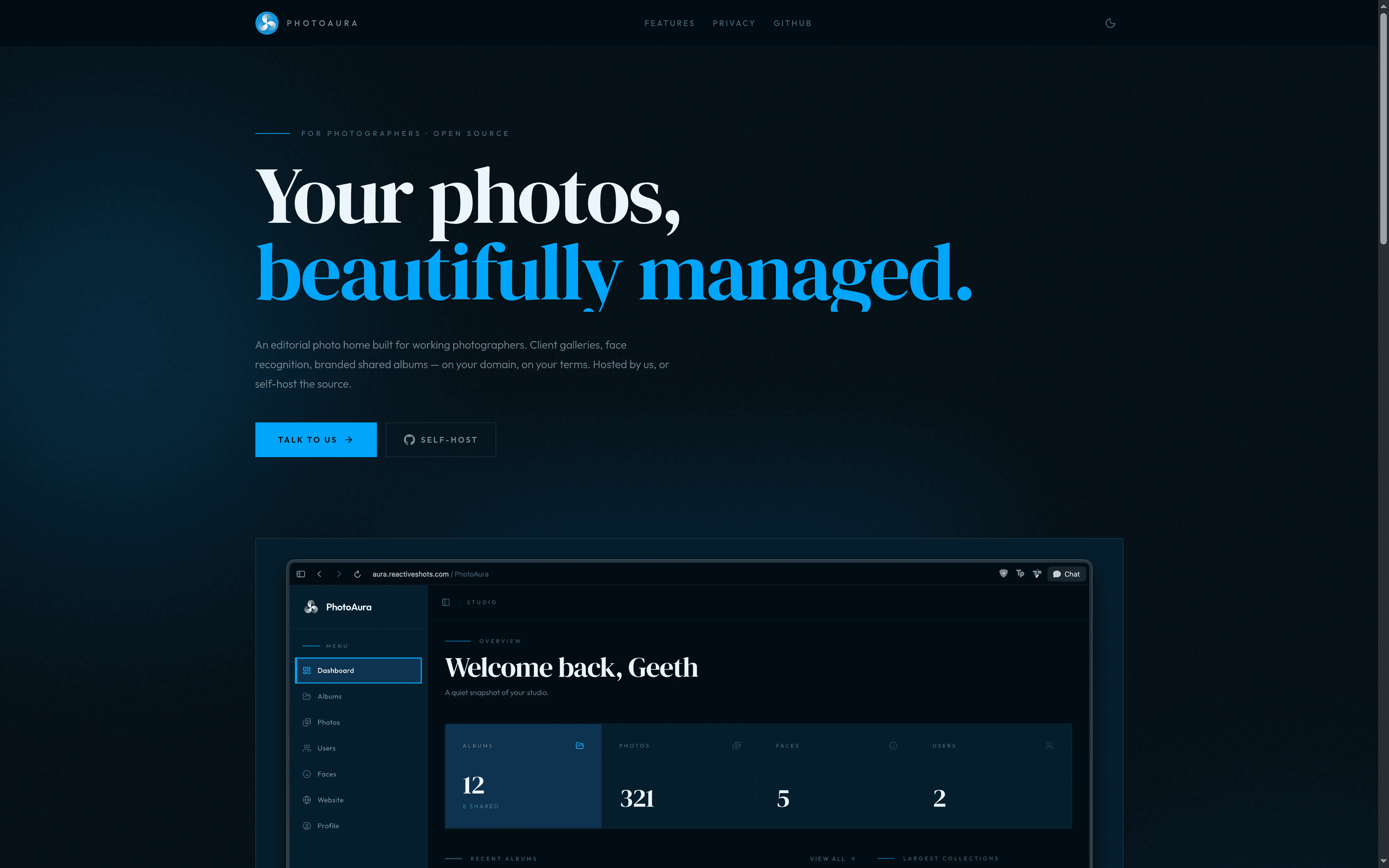 The PhotoAura marketing site